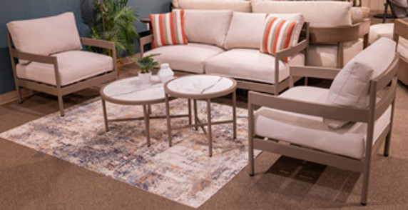 Bluff Trail - Beige - Loveseat, Lounge Chairs, Tables Set (Set of 5) Bluff Trail - Beige - Loveseat, Lounge Chairs, Tables Set (Set of 5)