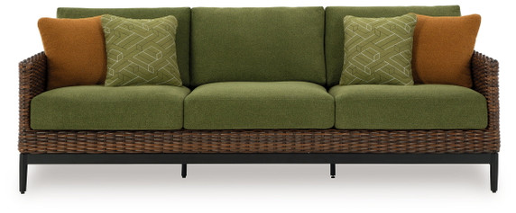 Horizon Hall - Brown / Green - Sofa With Cushion