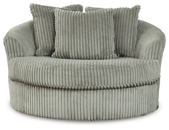 Lindyn - Fog - Oversized Swivel Accent Chair - Fabric