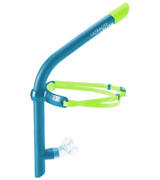 The TYR Ultralite Elite Snorkel is designed for body alignment training and includes a hydrodynamic tube for fast movement in the water and greater overall stability. Simple and secure release buttons on the back of the strap provide quick and easy adjustment, while the sliding head piece ensures specific positioning. For clear and easy breathing, a one-way drain valve is included. With Durafit silicone padding, each Ultralite Elite provides a comfortable fit and maintains its shape over time. In addition to its durable construction, it also includes a removable, easy-to-clean liquid silicone nozzle.
