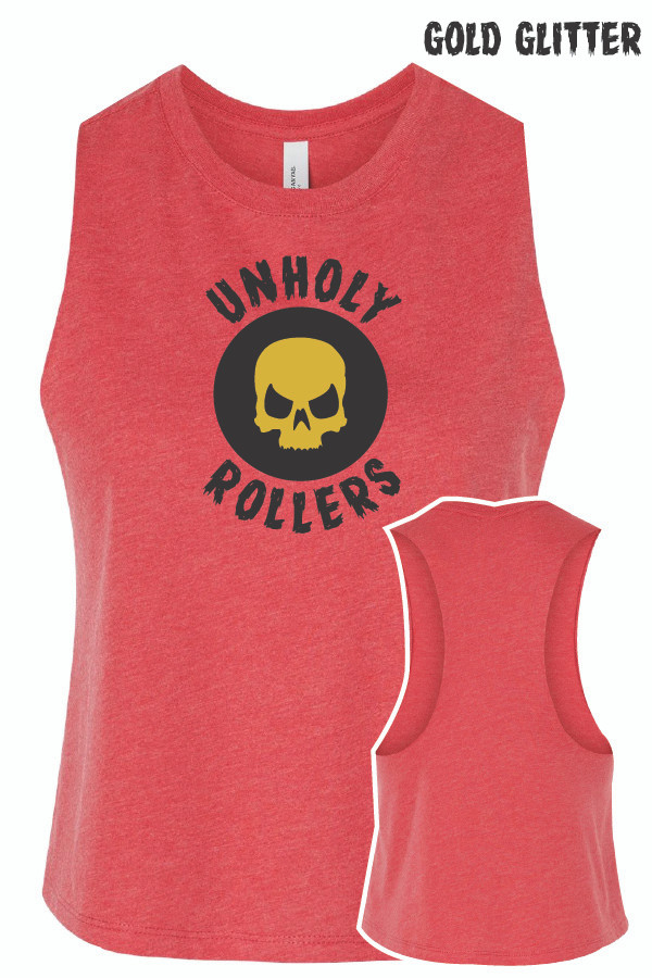 Unholy Rollers Crop Top Racerback Tank Top (Hth. Red)