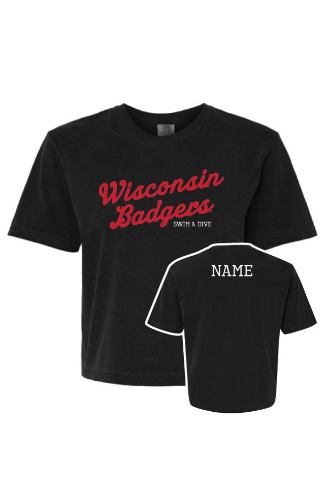 2025 Wisconsin Swim and Dive Comfort Colors Ladies Boxy T-Shirt (Black) 2025 Wisconsin Swim and Dive Comfort Colors Ladies Boxy T-Shirt (Black)