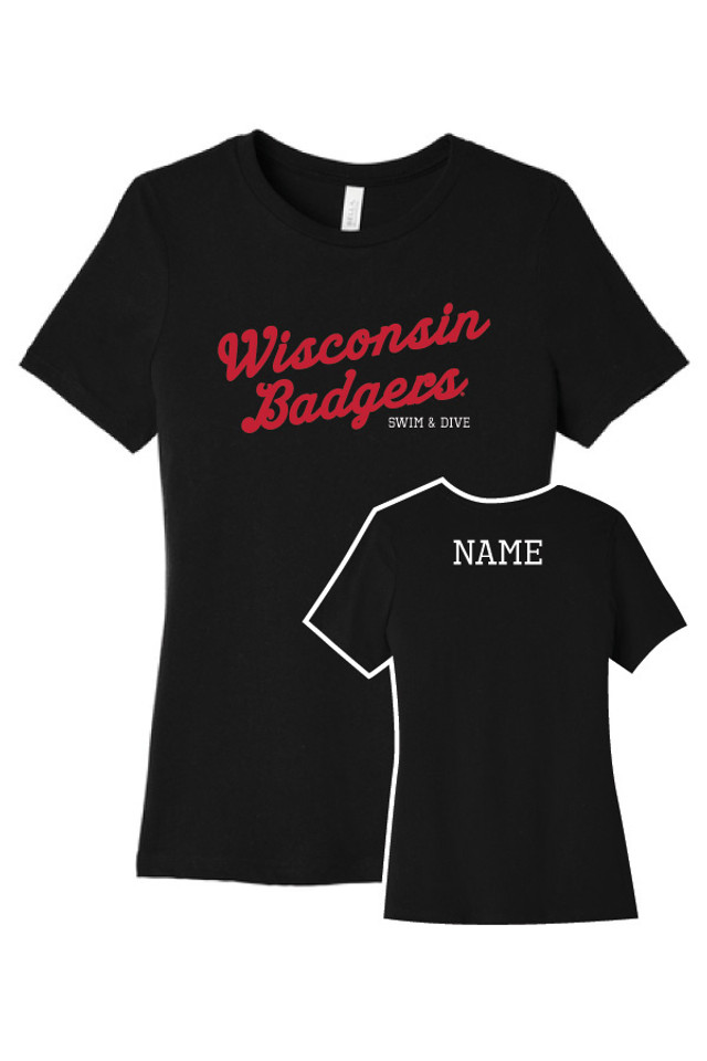 2025 Wisconsin Swim and Dive Ladies Softstyle T-Shirt (Black)