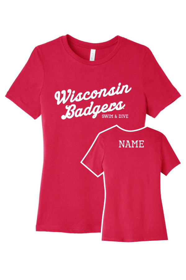 Wisconsin Swim and Dive Ladies Softstyle T-Shirt (Red)