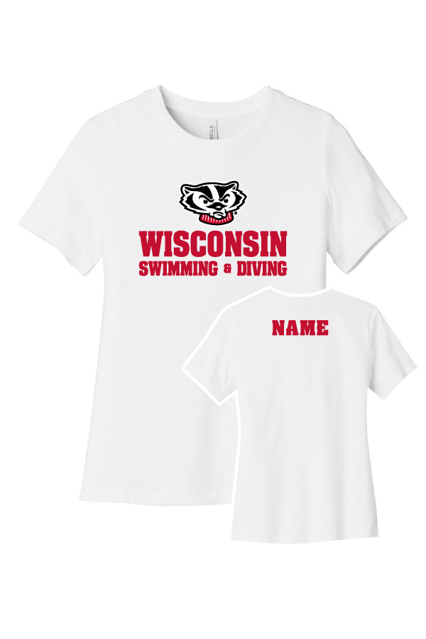 Wisconsin Swim and Dive Ladies Softstyle T-Shirt (White)