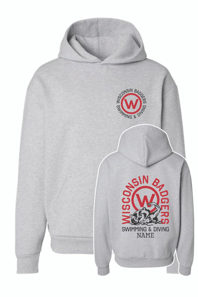 2025 Wisconsin Swim and Dive Oversized Hoodie (Grey) 2025 Wisconsin Swim and Dive Oversized Hoodie (Grey)