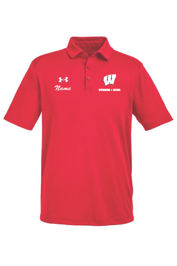 Wisconsin Swim and Dive Under Armour Golf Polo (Red)