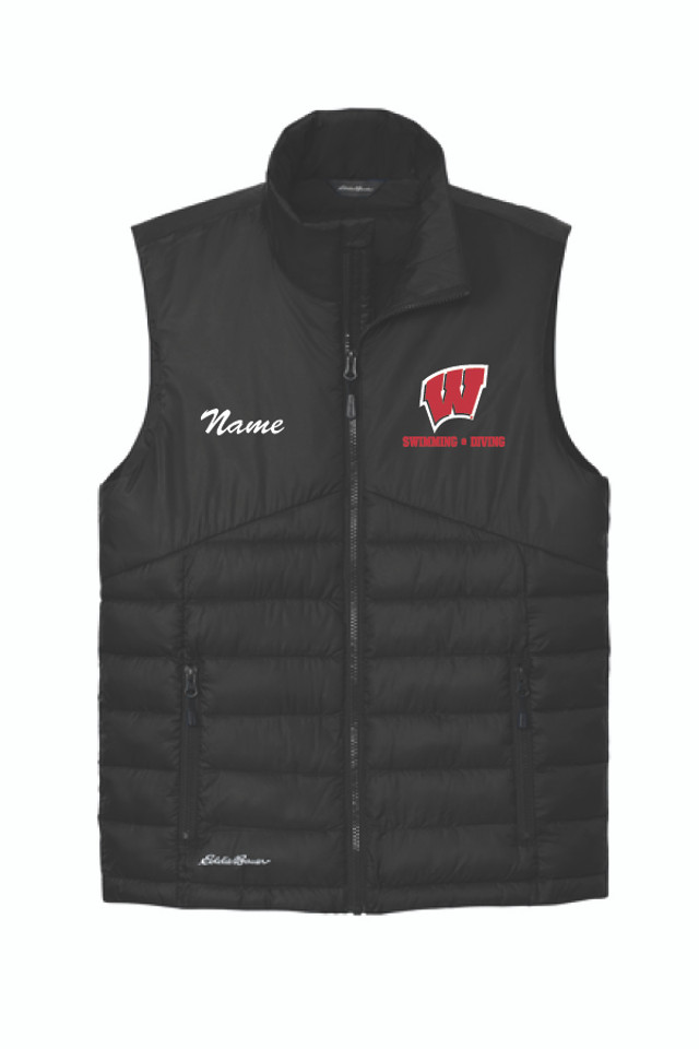 2025 Wisconsin Swim and Dive Eddie Bauer Puffer Vest 2025 Wisconsin Swim and Dive Eddie Bauer Puffer Vest