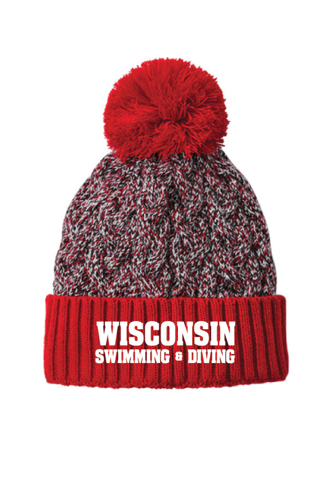 2025 Wisconsin Swim and Dive New Era Pom Beanie Hat 2025 Wisconsin Swim and Dive New Era Pom Beanie Hat