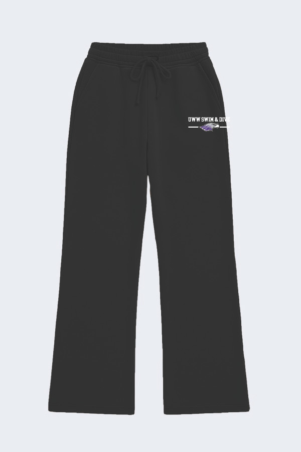 UW-Whitewater Ladies Wide Leg Sweatpants (Black)