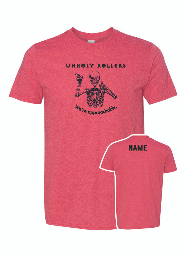 Unholy Rollers Gildan Softstyle T-Shirt (Skeleton - Hth. Red)