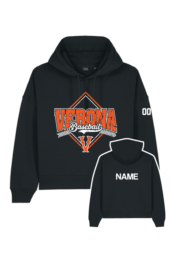 Verona Baseball Ladies Boxy Hoodie (Black)