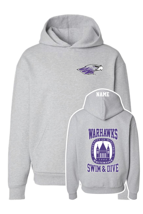 UW-Whitewater Oversized Hooded Sweatshirt (Grey)
