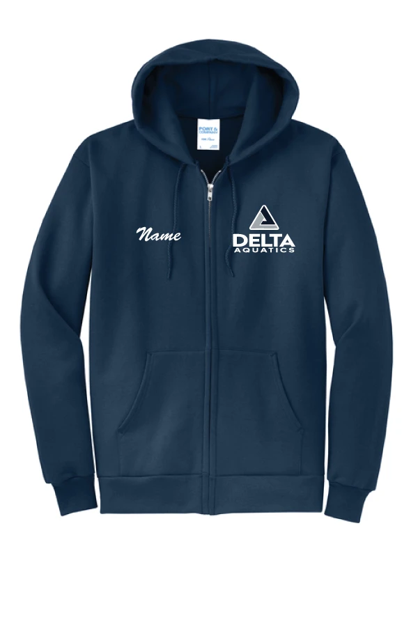 Delta Youth Full-Zip Cotton Hooded Sweatshirt