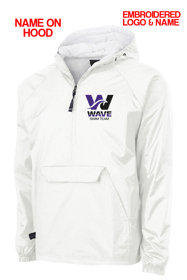 WAVE Adult 1/4 Zip Windbreaker Pullover (White)