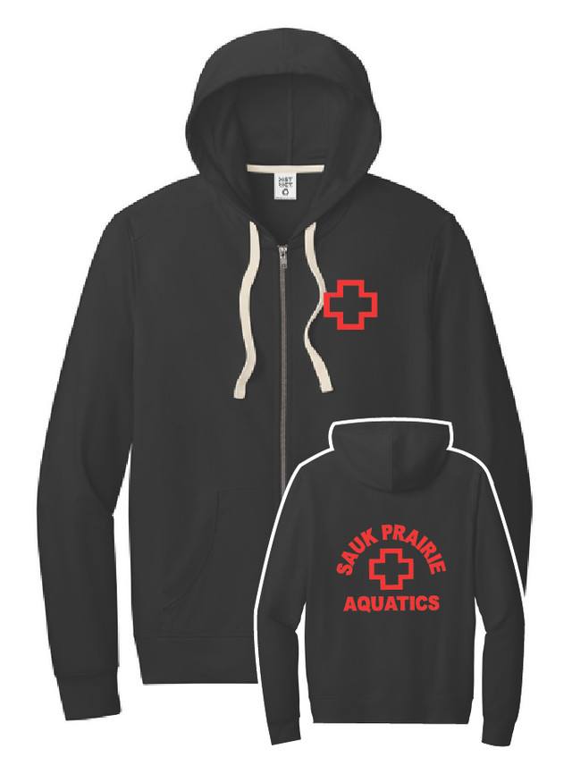 SPGuards Adult Full Zip Cotton Sweatshirt (Black_Red Ink)