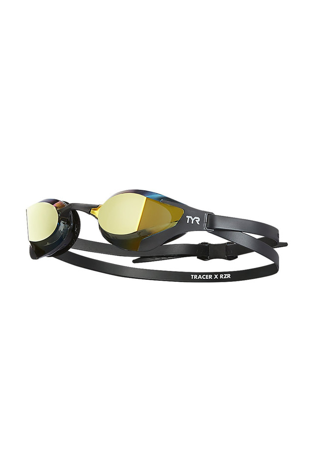 Race like the pros in TYR Tracer-X RZR Mirrored Racing Adult Goggles.

Engineered for elite level male and female swimmers, all LGTRXRZM goggles are packed with a range of state-of-the-art features including a sculpted ultra-low profile lens, five removable nosebridge size options and HD lenses with anti-fog coating. In addition, every pair is equipped with DURAFIT® liquid silicone gaskets that provide an ultra-comfortable, deep inner-eye fit and water-tight seal. Plus, with 180' wide peripheral range, the Tracer-X RZR Mirrored promises a clear, extensive field of vision. With an ultra low-profile, the unique shape provides maximum durability and increased hydrodynamics. Additional features include a ergonomic curved speed adjustment and an endless silicone strap designed for easy adjustment and a secure fit.

Comes packaged in a reusable case.

All polycarbonate lenses include full UVA/UVB protection.

For Ages 16+