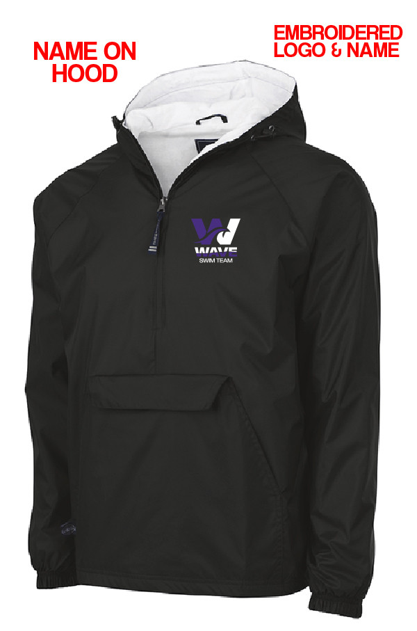 WAVE Adult 1/4 Zip Windbreaker Pullover (Black)