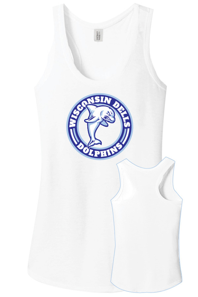 WI Dells Ladies District Softstyle Racerback Tank Top (White)