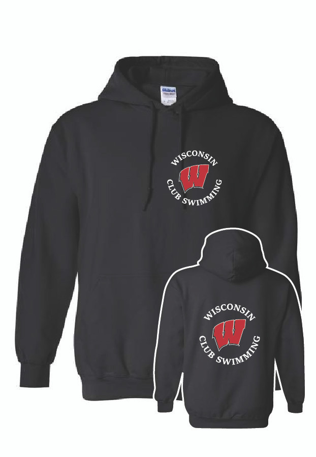 UW Swim Club Gildan Cotton Hooded Sweatshirt (Black)