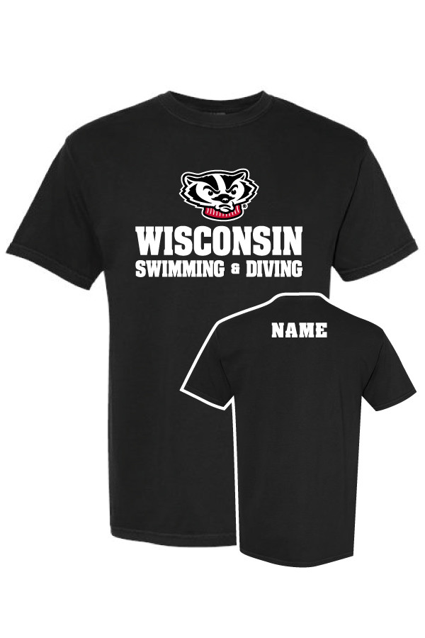 Wisconsin Swim and Dive Comfort Colors T-Shirt (Black)