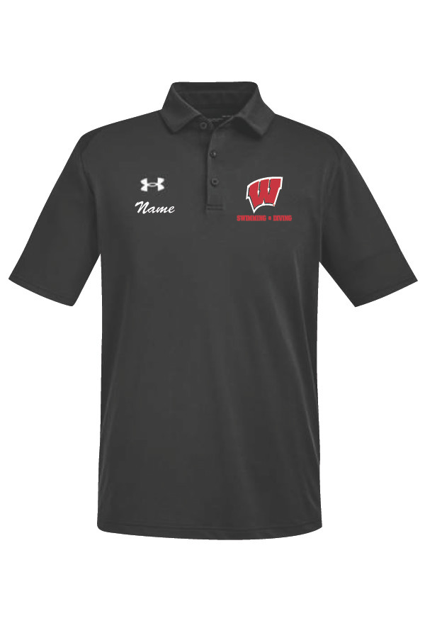 Wisconsin Swim and Dive Under Armour Golf Polo (Black)