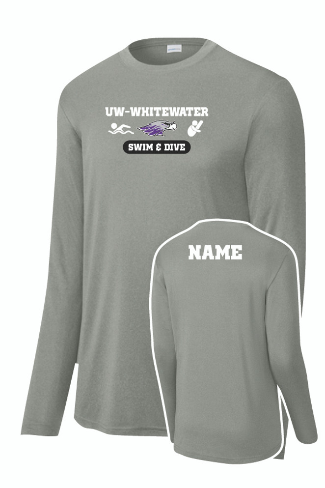 UW-Whitewater Long Sleeve Tech Shirt (Grey)