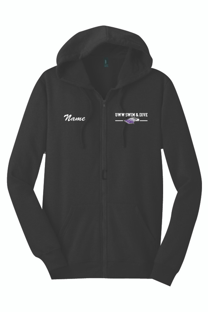 UW-Whitewater Full-Zip Hoodie (Black)