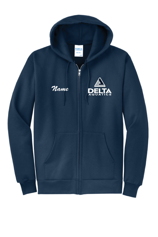 Delta Youth Full-Zip Cotton Hooded Sweatshirt