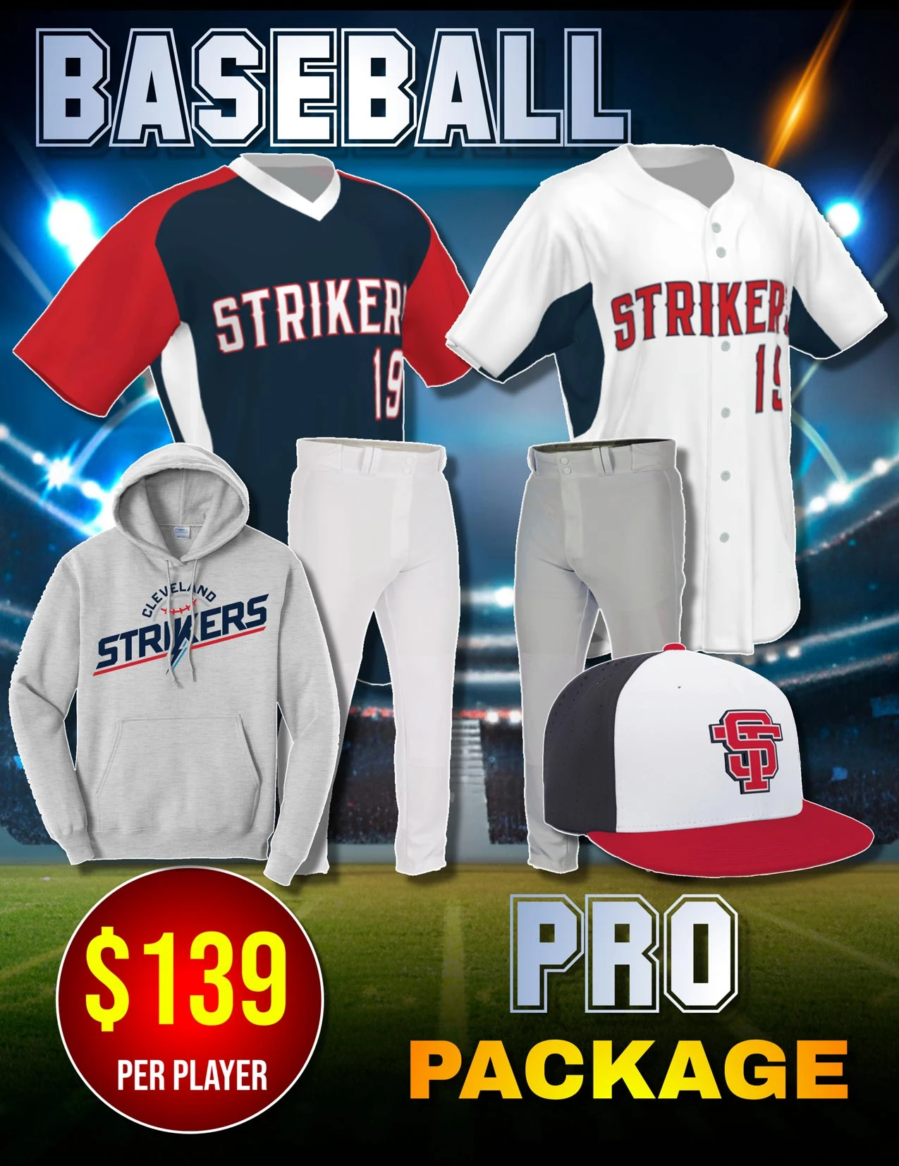 Baseball - Package Deals - Pro Package $139 - All Sports Uniforms