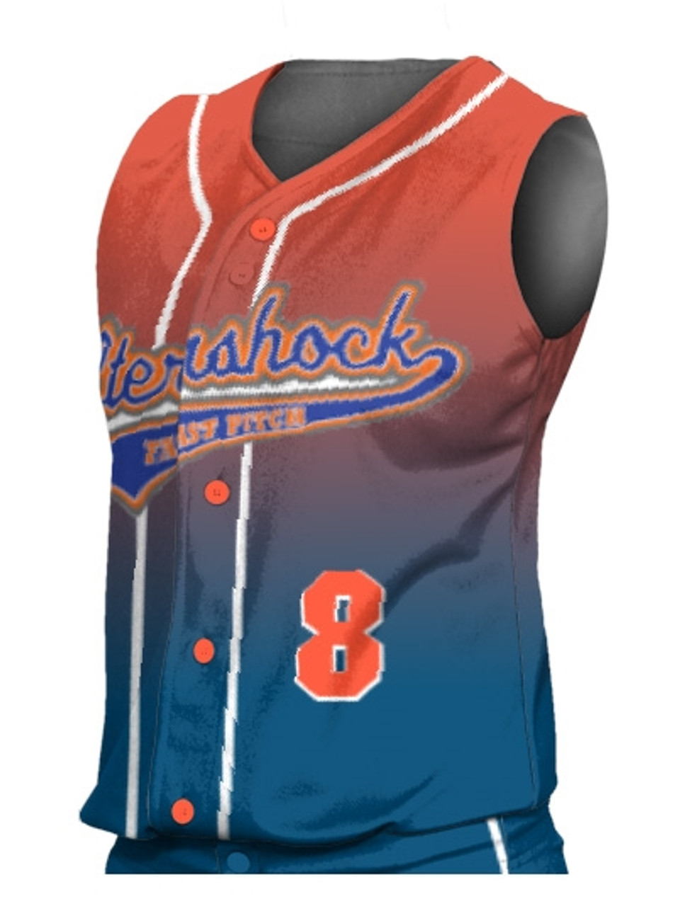 Control Series Premium - Womens/Girls Ombre Custom Sublimated Sleeveless Button Front Softball Jersey