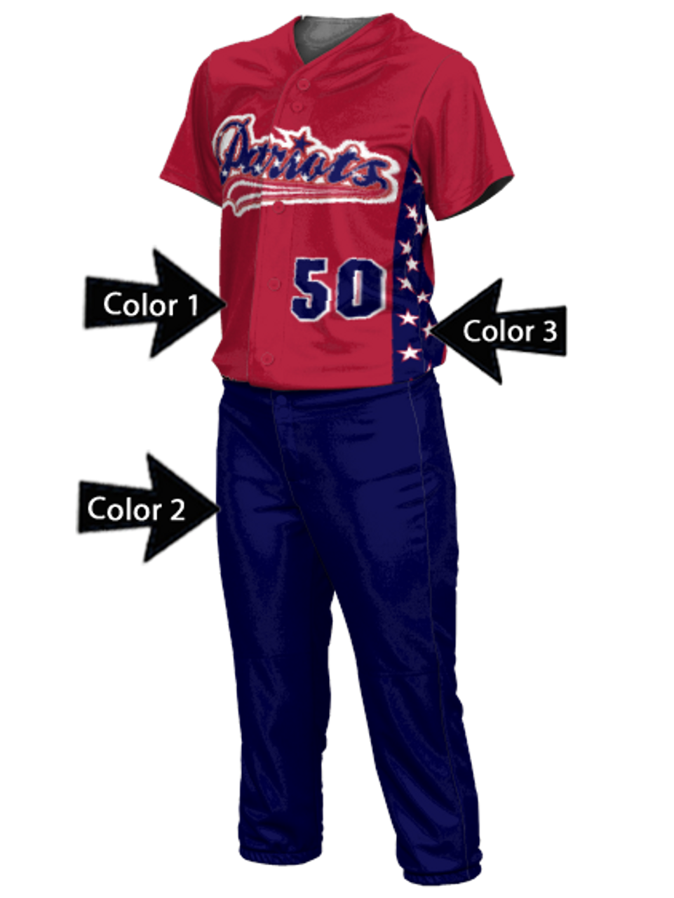 Control Series Premium - Womens/Girls Stars Custom Sublimated Sleeveless Softball Jersey