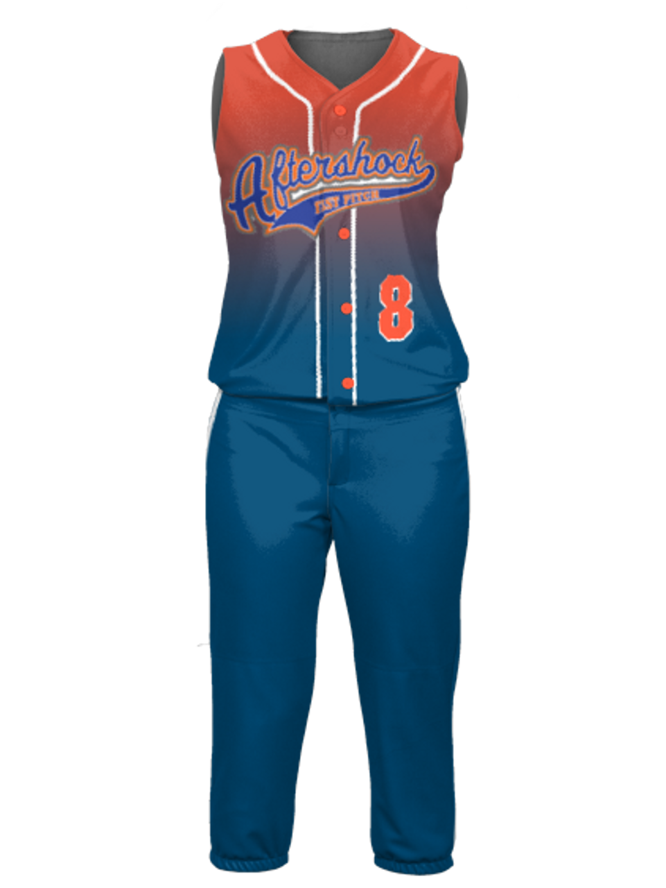 Control Series Premium - Womens/Girls Ombre Custom Sublimated Sleeveless  Button Front Softball Jersey - All Sports Uniforms