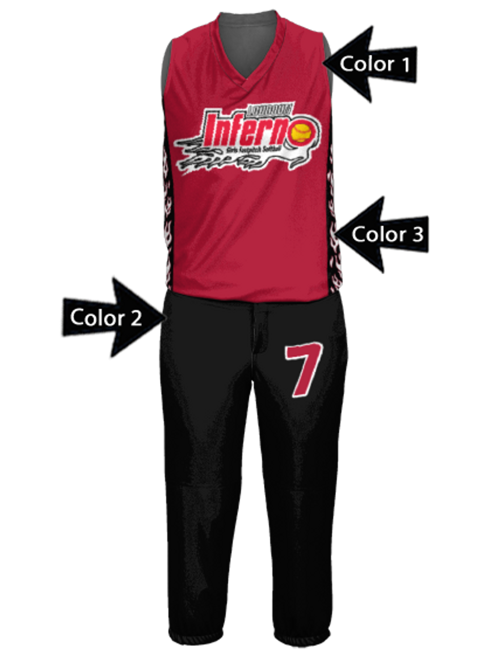 Control Series Premium - Womens/Girls Flames Custom Sublimated Sleeveless Softball  Jersey - All Sports Uniforms
