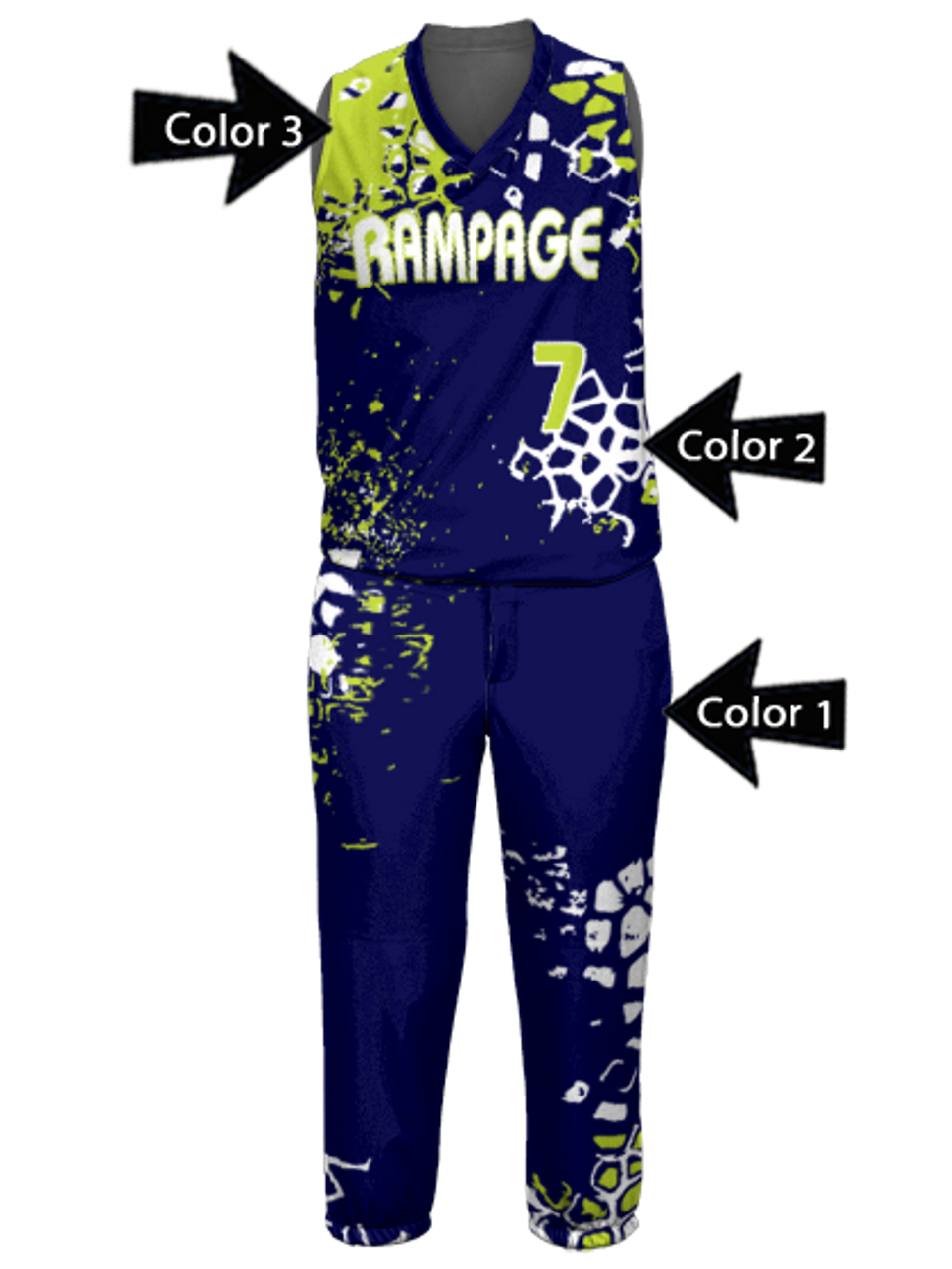 Control Series Premium - Womens/Girls Stars Custom Sublimated Sleeveless Softball Jersey