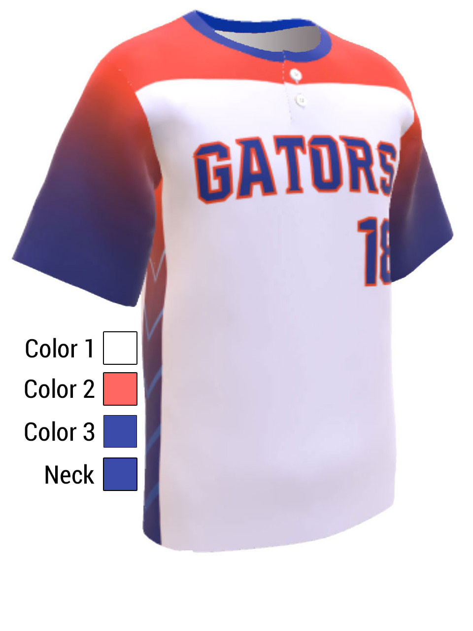 Control Series Premium Adult/Youth "Gator" Custom Sublimated 2 Button Baseball Jersey