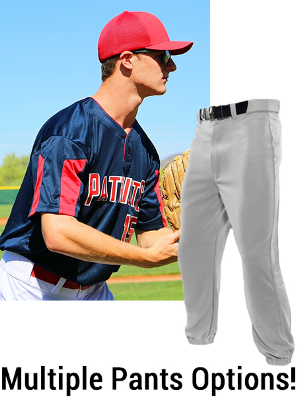 Adult/Youth Breathable Paragon Two-Button Baseball Uniform Set