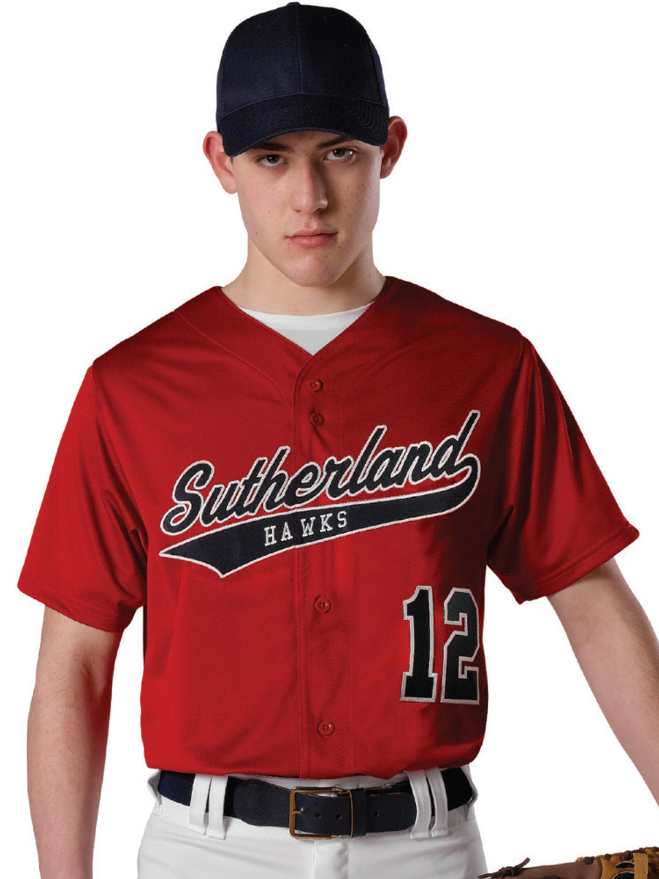 Majestic Youth Cool Base Button Front Baseball Jersey - Royal