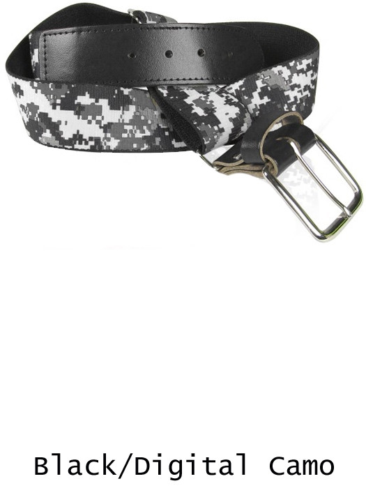 Digital Camo Baseball/Softball Belt - Youth Size (Black, 18-32 Inch Waist), 1.25 Inch Wide With Nickel Buckle