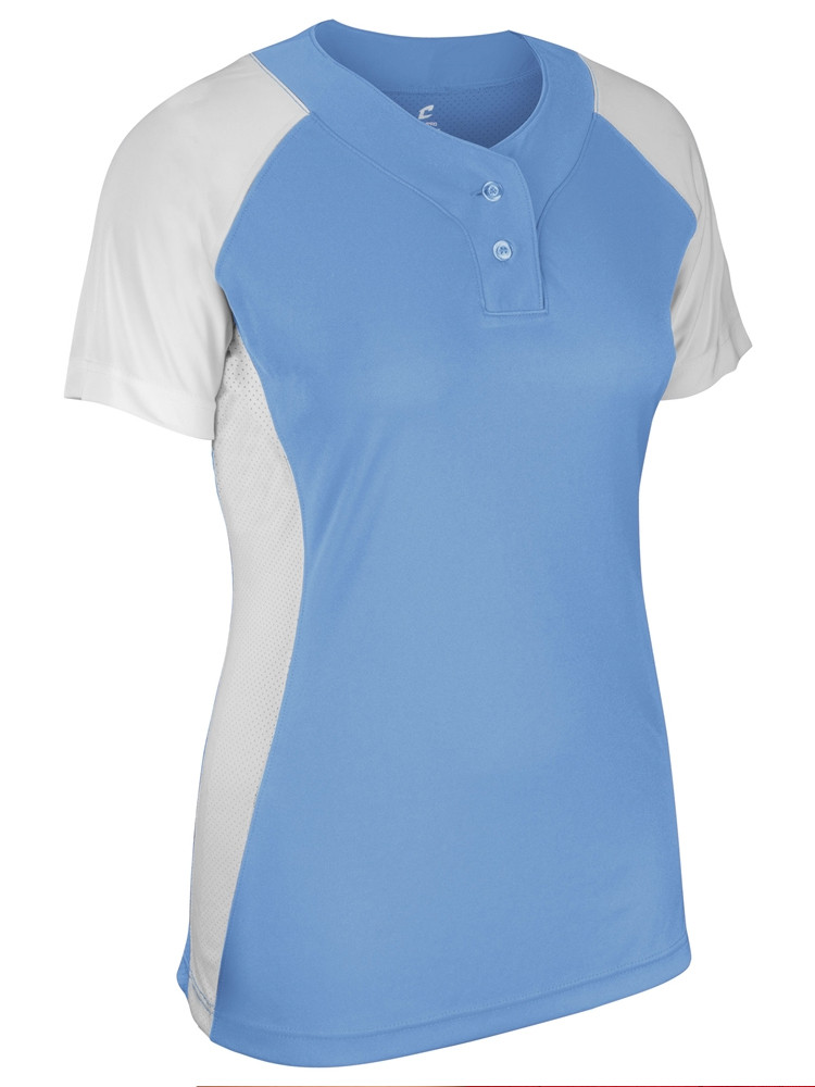 Champro Wild Card - Maglia da Baseball in Poliestere a 2 Bottoni, per Adulti, Taglia S, Colore: Blu Navy, Bianco