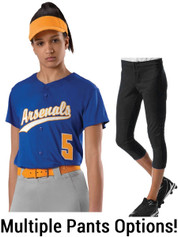 Womens "Lightweight Batter" FAUX Button Front Softball Uniform Set