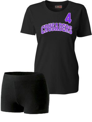 Womens/Girls "Short Sleeve Charger" Volleyball Uniform Set with Tight Fit Shorts