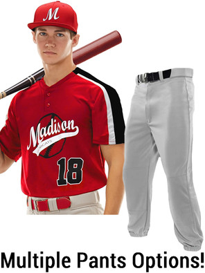 Adult/Youth "Smooth Performance Brushback" Two-Button Baseball Uniform Set