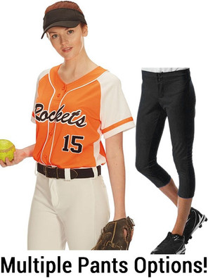 Womens/Girls "Eclipse" FAUX Button Front Softball Uniform Set