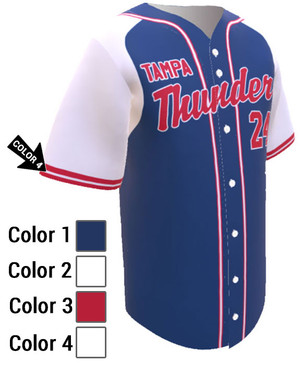 Control Series Premium - Adult/Youth "Thunder" Custom Sublimated Button Front Baseball Jersey