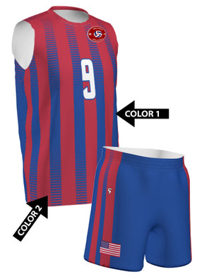 Quick Ship Plus - Adult/Youth "Back Row" Custom Sublimated Sleeveless Volleyball Set