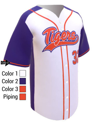 Control Series Premium - Adult/Youth "Carolina" Custom Sublimated Button Front Baseball Jersey