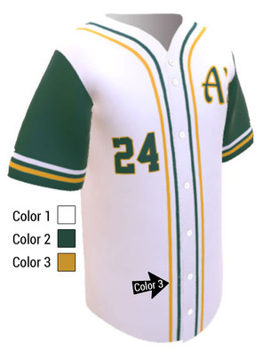 Control Series Premium - Adult/Youth "Oakland" Custom Sublimated Button Front Baseball Jersey