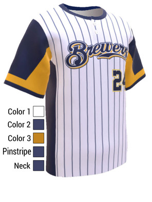 Control Series Premium - Adult/Youth "Brewer" Custom Sublimated 2 Button Baseball Jersey