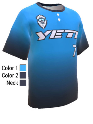 Control Series Premium - Adult/Youth "Yeti" Custom Sublimated 2 Button Baseball Jersey
